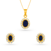 22K Gold Royal Neelam Pendant with Earrings Set